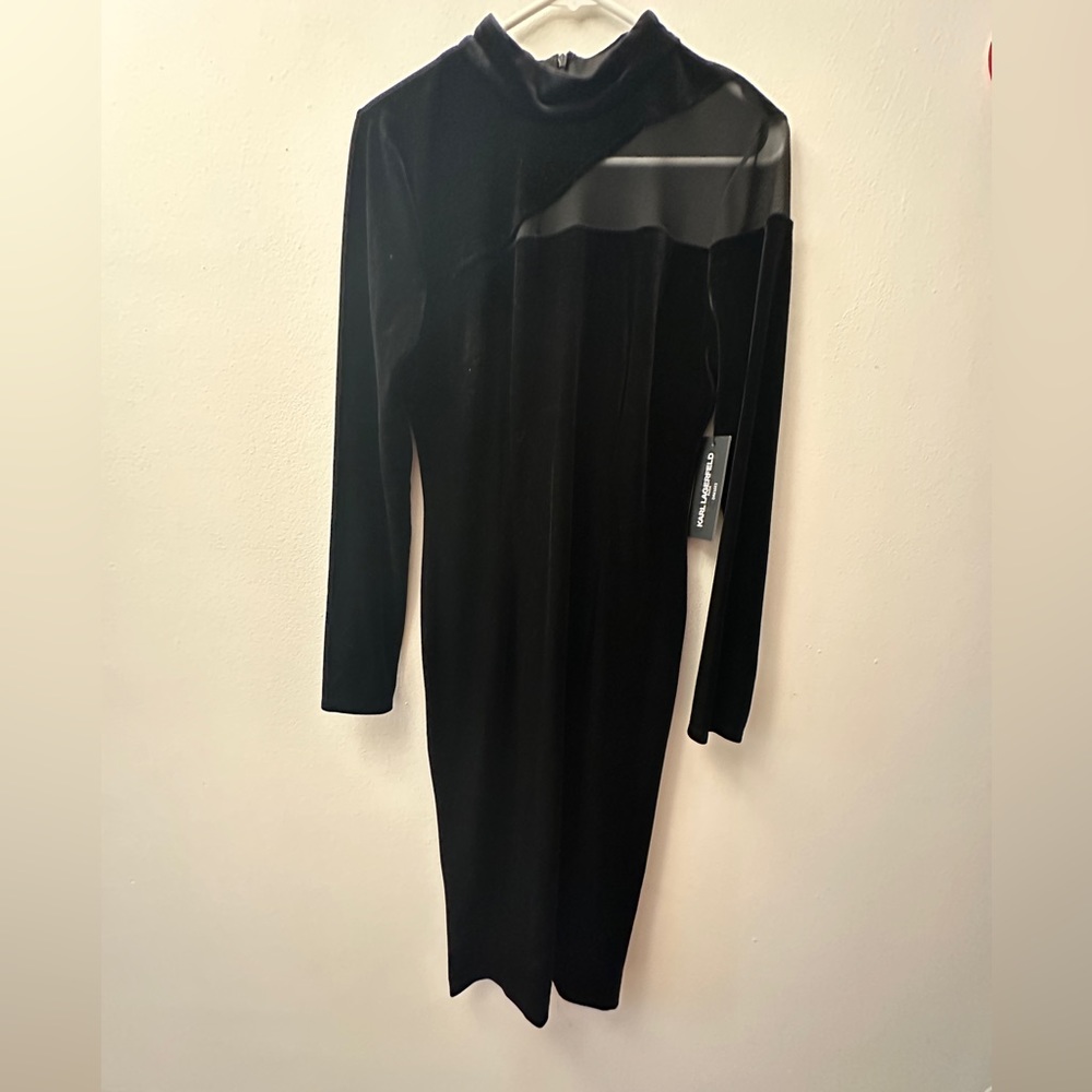 Karl lagerfeld black velvet dress brand new